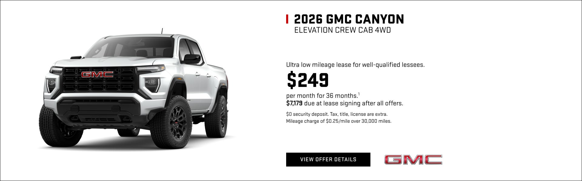 Ultra low mileage lease for well-qualified lessees.

$249 per month for 36 months.1

$7,179 due a...